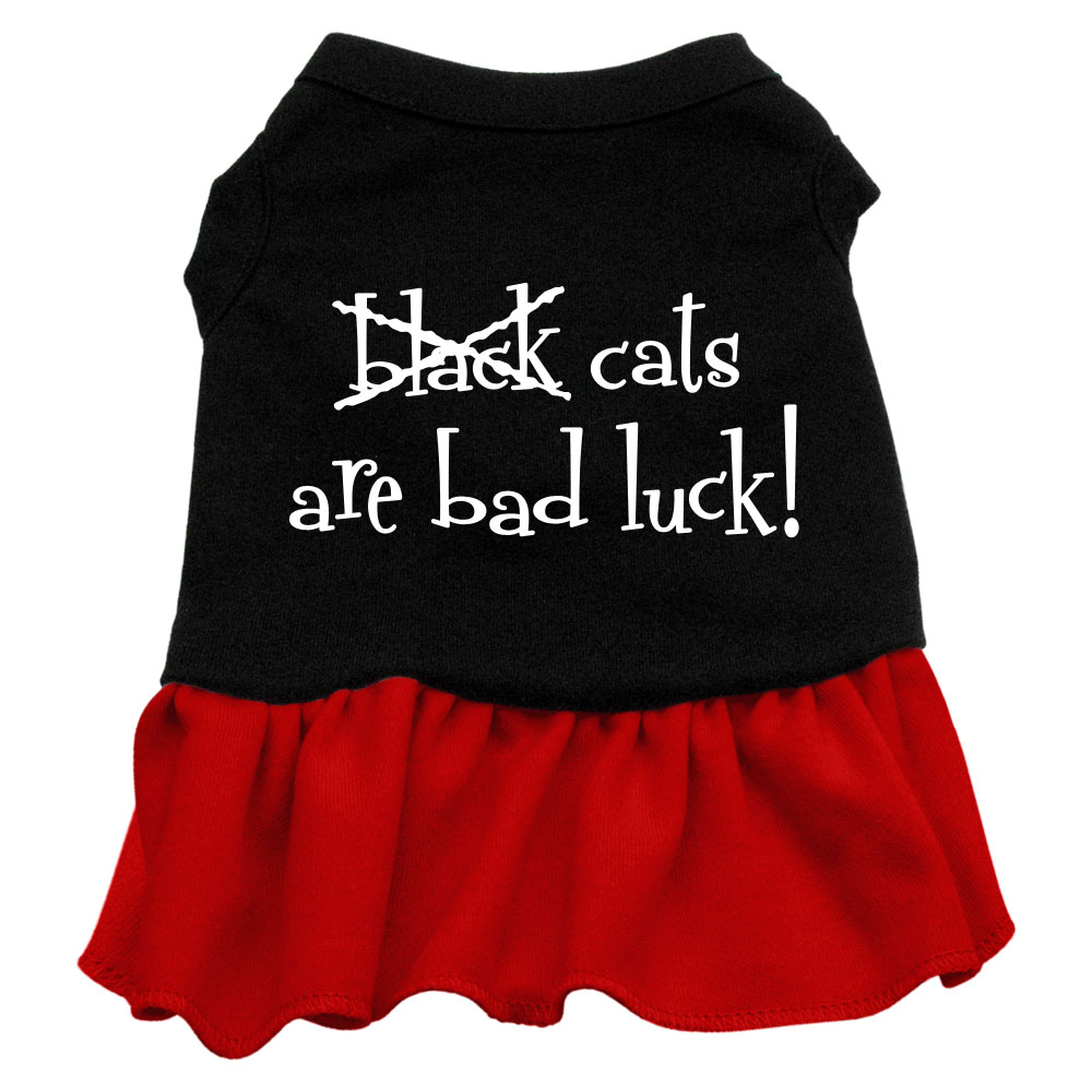 Black Cats are Bad Luck Screen Print Dress Black with Red Med